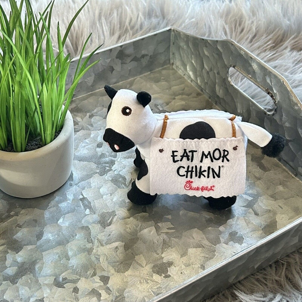 Chick Fil A Cow Eat Mor Chikin More Chicken Small Plush‎ Stuffed Animal 4" tall